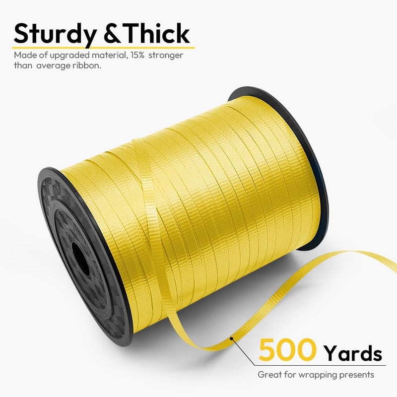 HimBen 500 Yards Curling Ribbon for Gift Wrapping, 3/16" Balloon String for Christmas Valentine Birthday Wedding Party Festival Decoration, Crafts, Flower Bouquet(Crimped Yellow) - Image 2